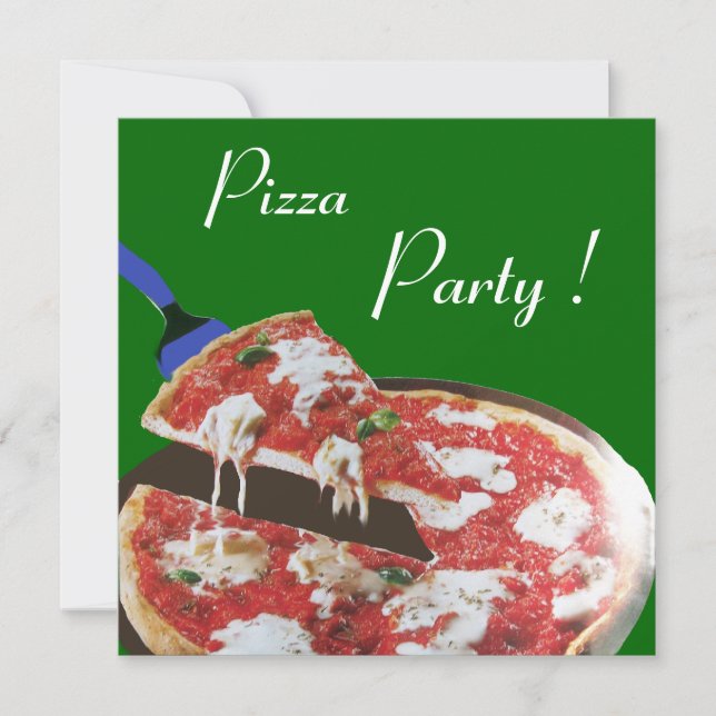 PIZZA PARTY, ITALIAN KITCHEN dinner, brunch,green Invitation (Front)