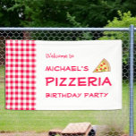 Pizza Party Kids Birthday Banner<br><div class="desc">Pizza party kids birthday with red and white gingham</div>