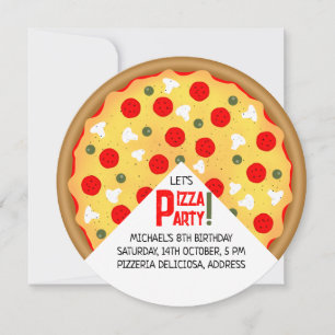 Pizza party kids birthday invitation