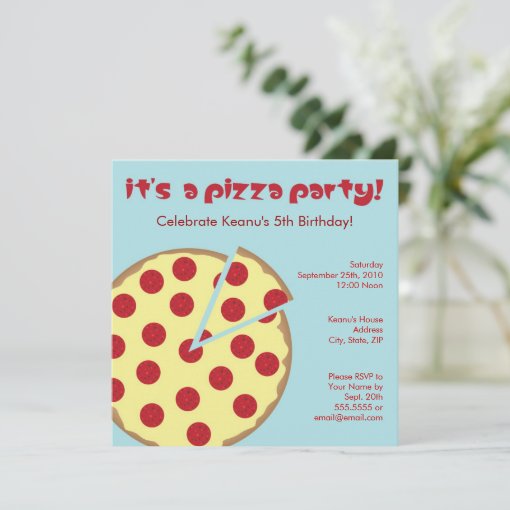 Pizza Party Kids Birthday Invitation | Zazzle