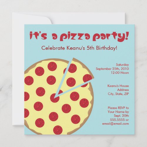 Pizza Party Kids Birthday Invitation