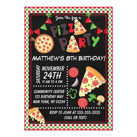 Pizza Party Kids Birthday Party Invitation | Zazzle.com