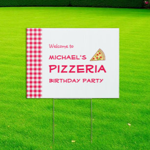 Pizza Party Kids Birthday Sign