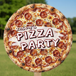 Pizza Party Kids Birthday Sign