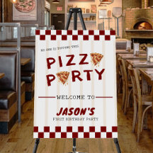 Pizza Party Kids Birthday Striped