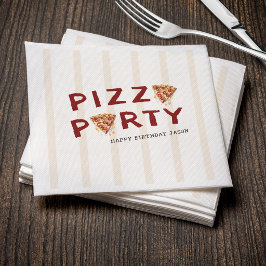 Pizza Party Kids Birthday Striped Napkins