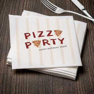 Pizza Party Kids Birthday Striped Napkins