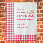 Pizza Party Kids Birthday Tapestry<br><div class="desc">Pizza party kids birthday with red and white gingham</div>