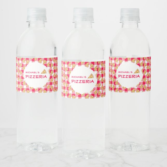 Pizza Party Kids Birthday Water Bottle Label (Bottles)