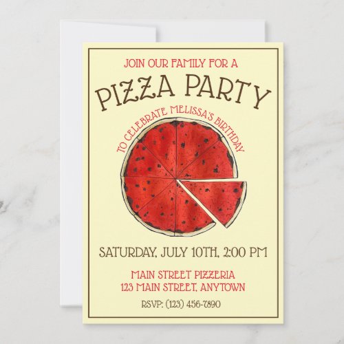 Pizza Party New Haven CT Connecticut Pie Slice Invitation