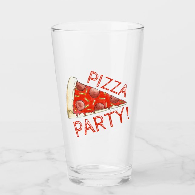 Pizza Party New York Pepperoni Cheese Slice Pie Glass (Front)