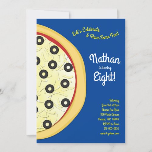 Pizza Party Olive Pizza  Invitation