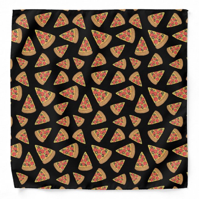 Pizza Party on Black Bandana (Front)