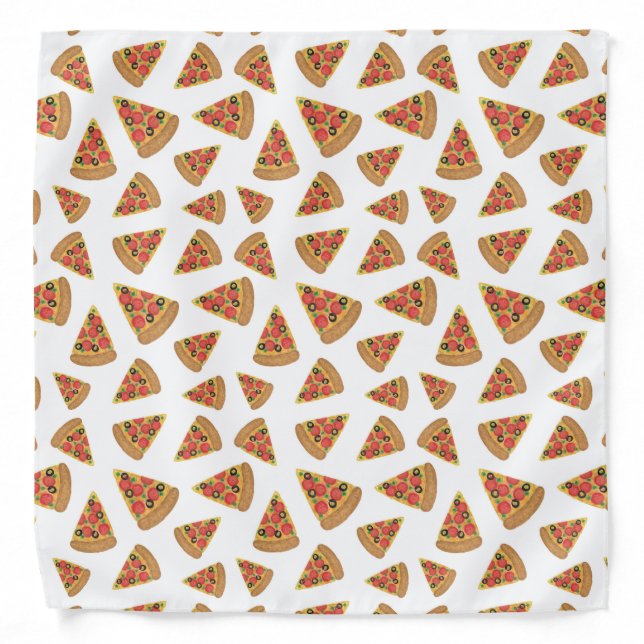 Pizza Party on White Bandana (Front)