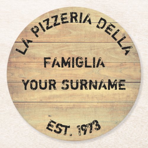Pizza Party Paper Coaster Wood Effect No7