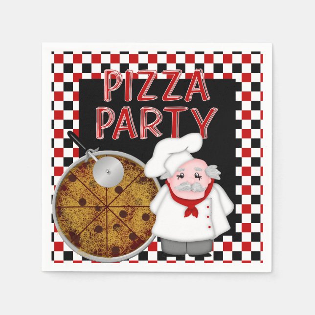 Pizza Party-Paper Cocktail Napkins (Front)