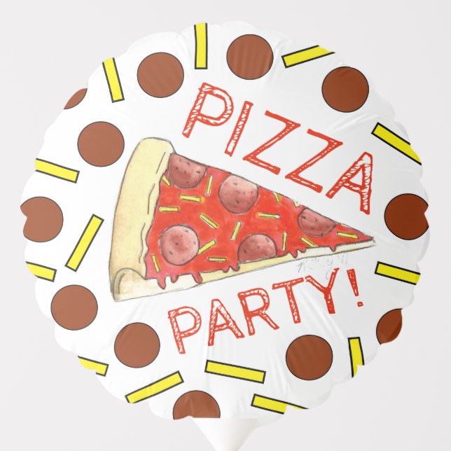 Pizza Party Pepperoni Cheese New York Pizzeria Balloon (Front)