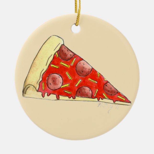 Pizza Party Pepperoni Cheese New York Pizzeria Ceramic Ornament (Front)