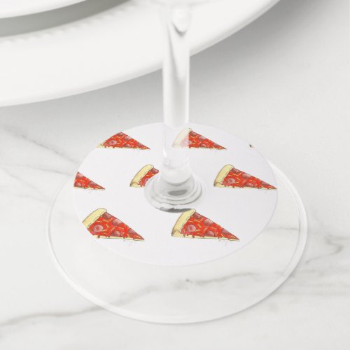 Pizza Party Pepperoni Cheese New York Pizzeria Wine Glass Tag