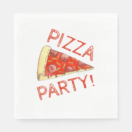 PIZZA PARTY Pepperoni Cheese Pie Slice Pizzeria Napkins