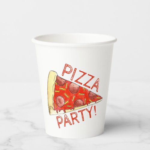PIZZA PARTY Pepperoni Cheese Pie Slice Pizzeria Paper Cups