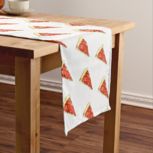 PIZZA PARTY! Pepperoni Cheese Pie Slice Pizzeria Short Table Runner