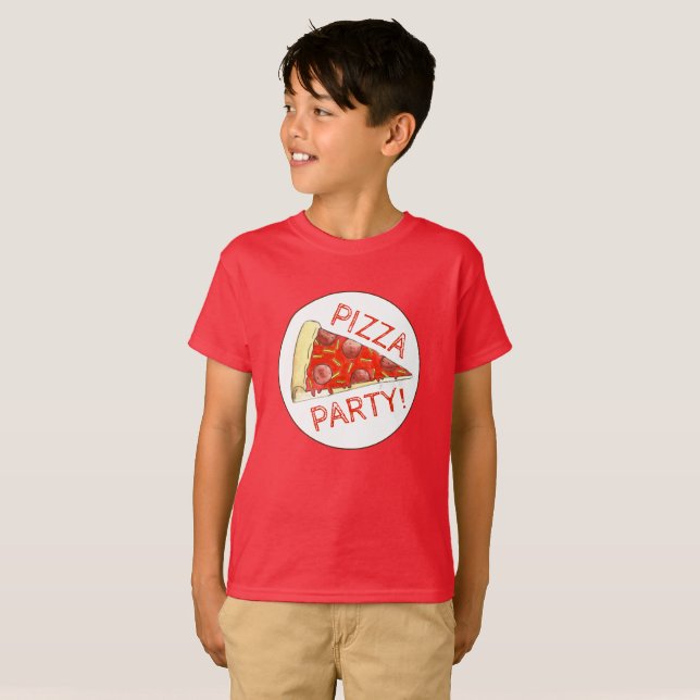 PIZZA PARTY! Pepperoni Cheese Pie Slice Pizzeria T-Shirt (Front Full)