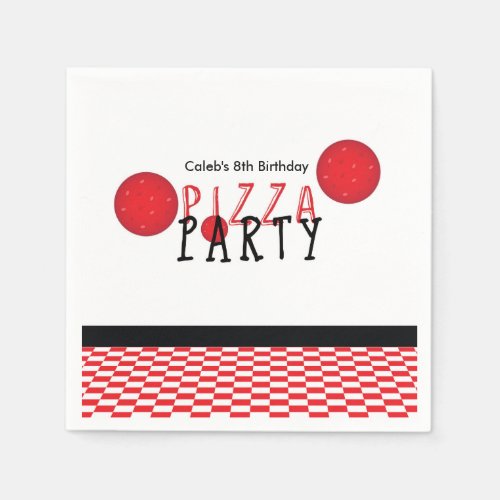 Pizza Party Pepperoni Custom Birthday Party Napkin