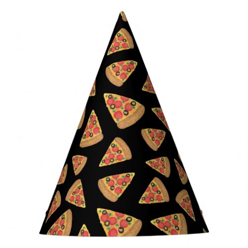 Pizza Party Pepperoni Novelty Black Party Hat