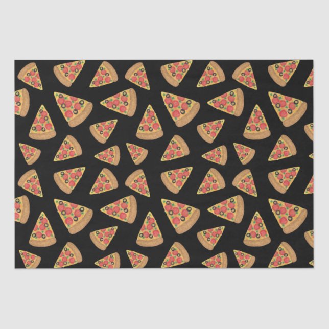 Pizza Party Pepperoni Novelty Black Tissue Paper (Front)