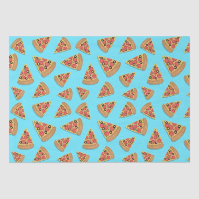 Pizza Party Pepperoni Novelty Blue Tissue Paper (Front)