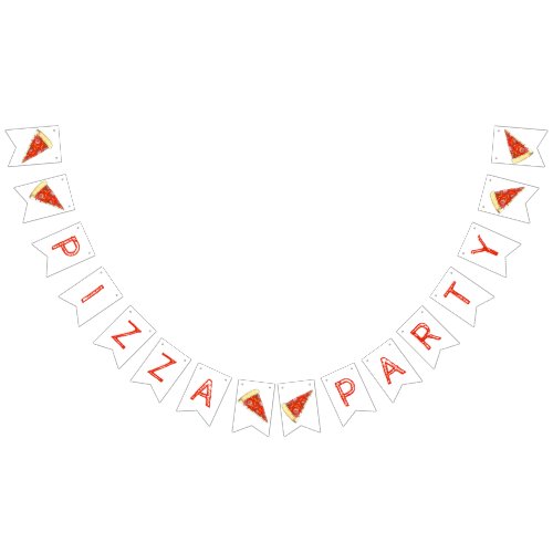 PIZZA PARTY Pepperoni Pie Slice Pizzeria Birthday Bunting Flags