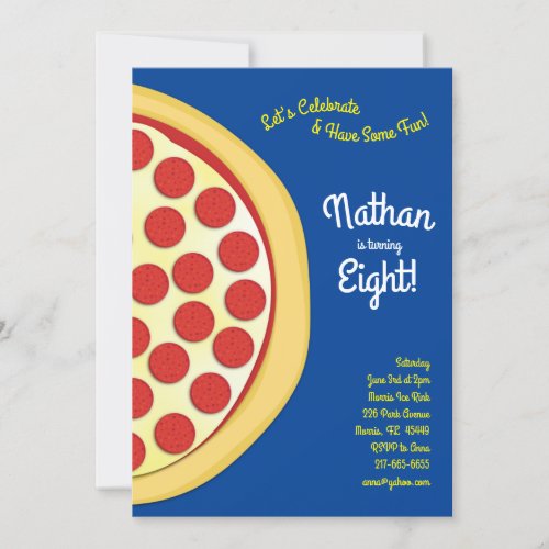 Pizza Party Pepperoni Pizza  Invitation