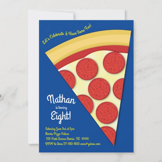 Pizza Party Pepperoni Pizza Slice Invitation (Front)