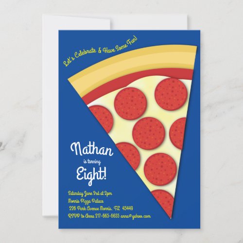 Pizza Party Pepperoni Pizza Slice Invitation