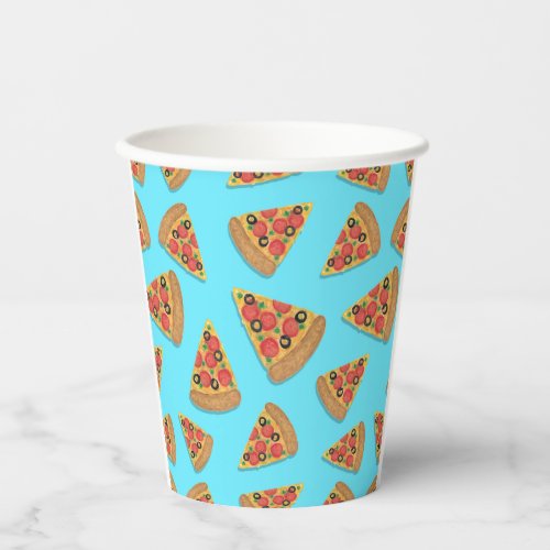 Pizza Party Pepperoni Slice Novelty Blue Paper Cups