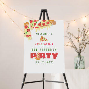 Pizza Party Personalized Kids Birthday Welcome Foam Board