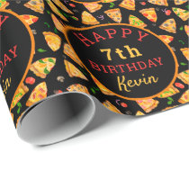 Pizza Party Personalized Kids Birthday Wrapping Paper