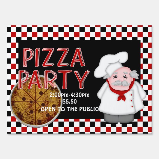 Pizza Party -Personalized Sign, medium Sign (Front)