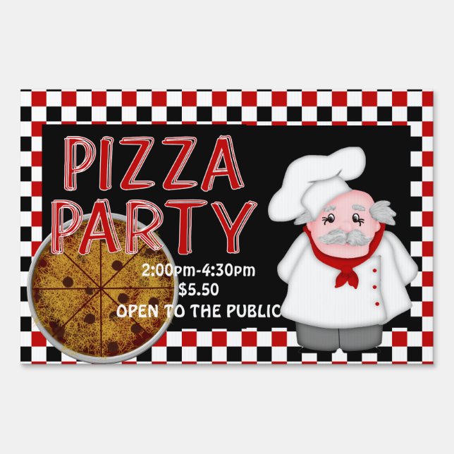 Pizza Party -Personalized Sign, small Yard Sign (Front)