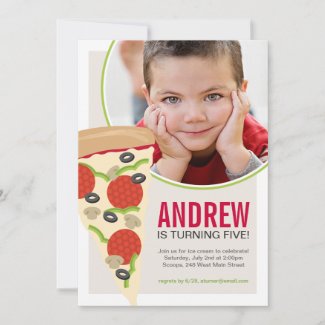Pizza Party Photo Birthday Invitation