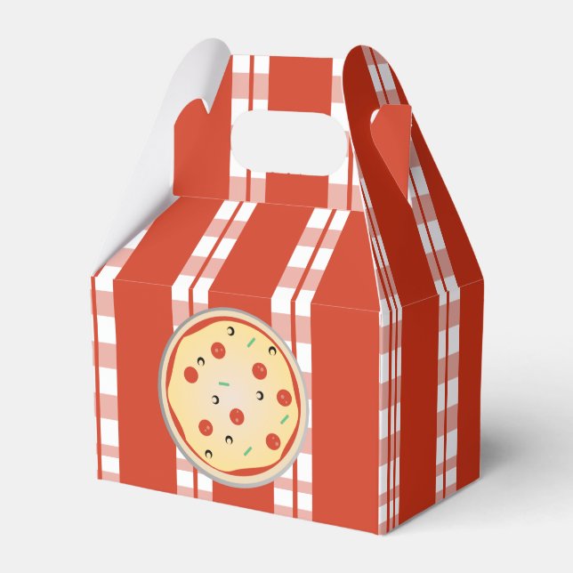 Pizza Party Pie Mix Pizza Plaid Stripes Favor Boxes (Front Side)