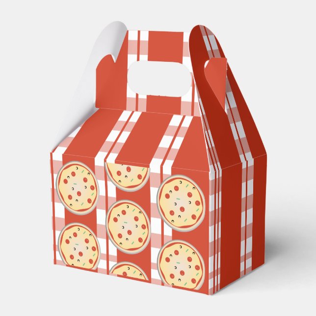 Pizza Party Pie Mix Pizza Plaid Stripes Favor Boxes (Front Side)