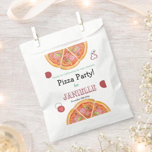 Pizza Party, Pizza Birthday, Slice of Fun    Favor Bag (Clipped)