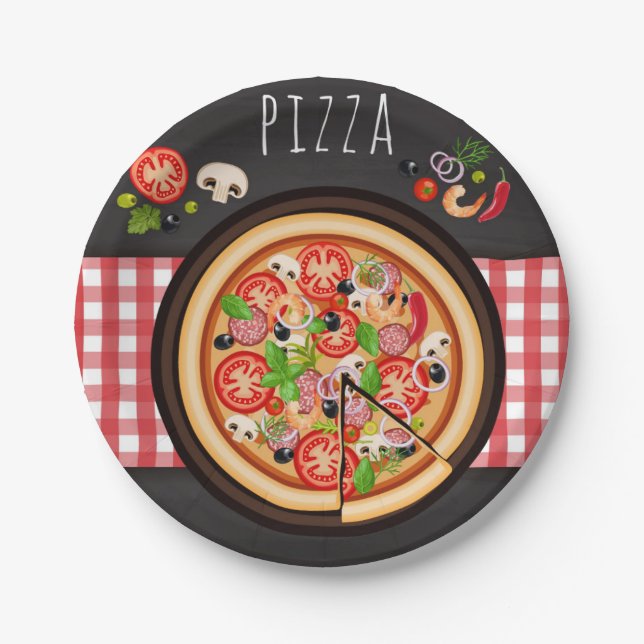 pizza party pizza dinner picnic paper plates (Front)