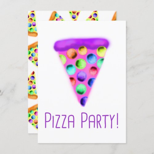 Pizza Party Purple Invitation