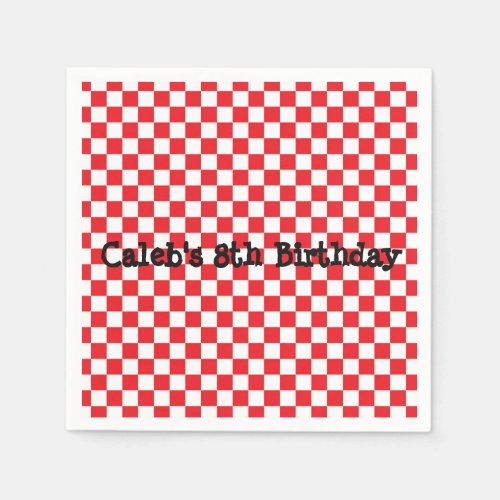 Pizza Party Red Checker Birthday Party Napkins