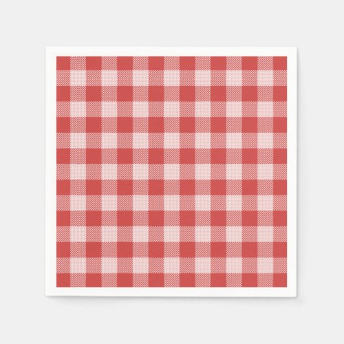 Pizza Party Red Gingham Plaid Paper Napkin