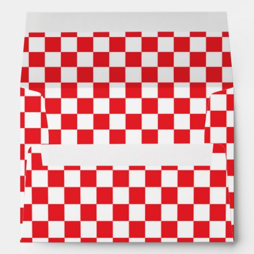 Pizza Party Red White Checker Invitation Envelopes