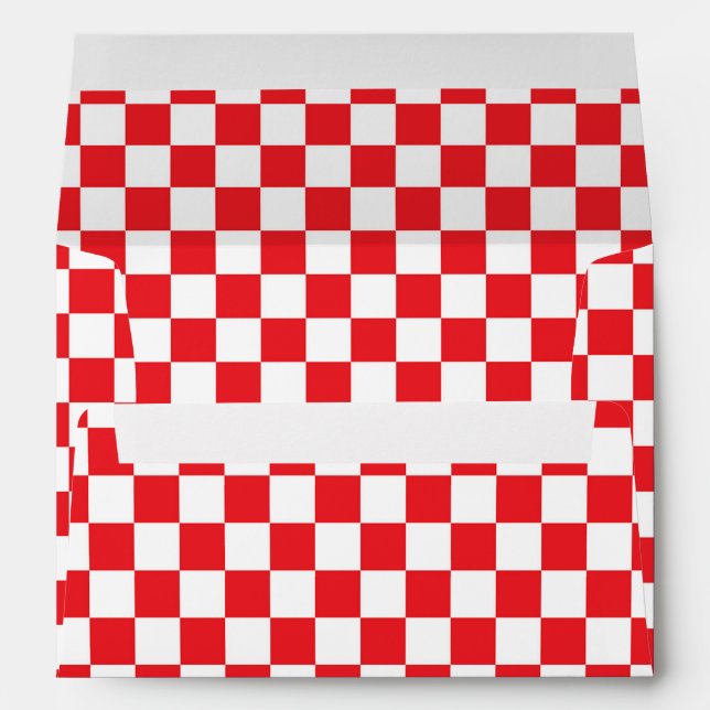 Pizza Party Red White Checker Invitation Envelopes (Back (Bottom))